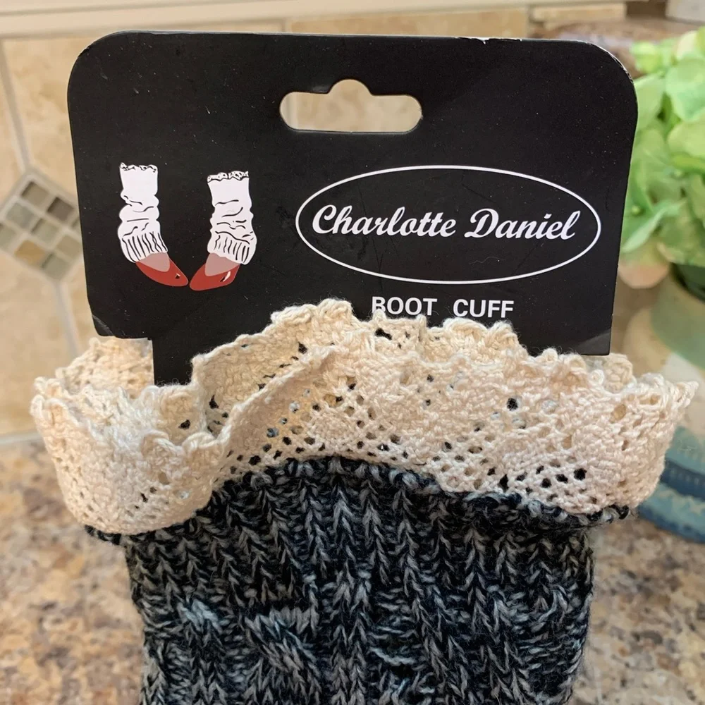 Charlotte Daniel Knitted Black Marled Boot Cuffs